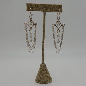 Silpada Cleopatra Chandelier Earrings CZ's Delicate chains 3" Long W2367